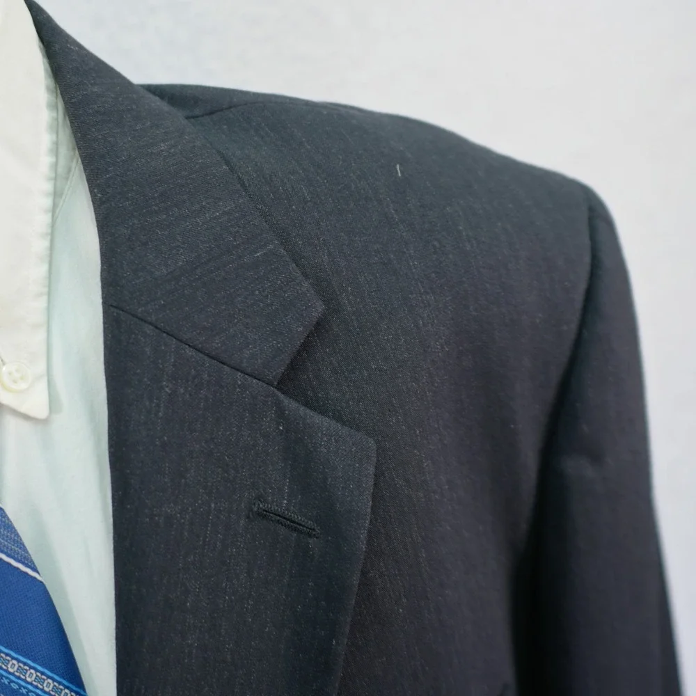 Pronto‎ Uomo Wool Charcoal Gray / Black Blazer 46R / Slim Fit 48R